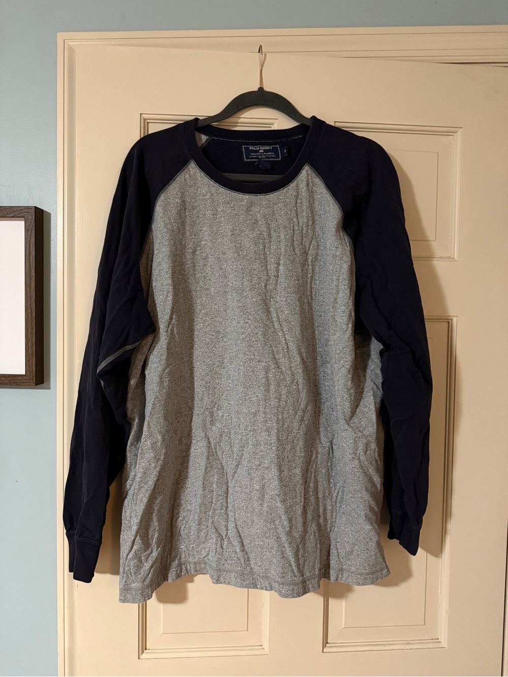 Polo Sport by Ralph Lauren Grey Body with Navy Raglan Long-Sleeve Shirt